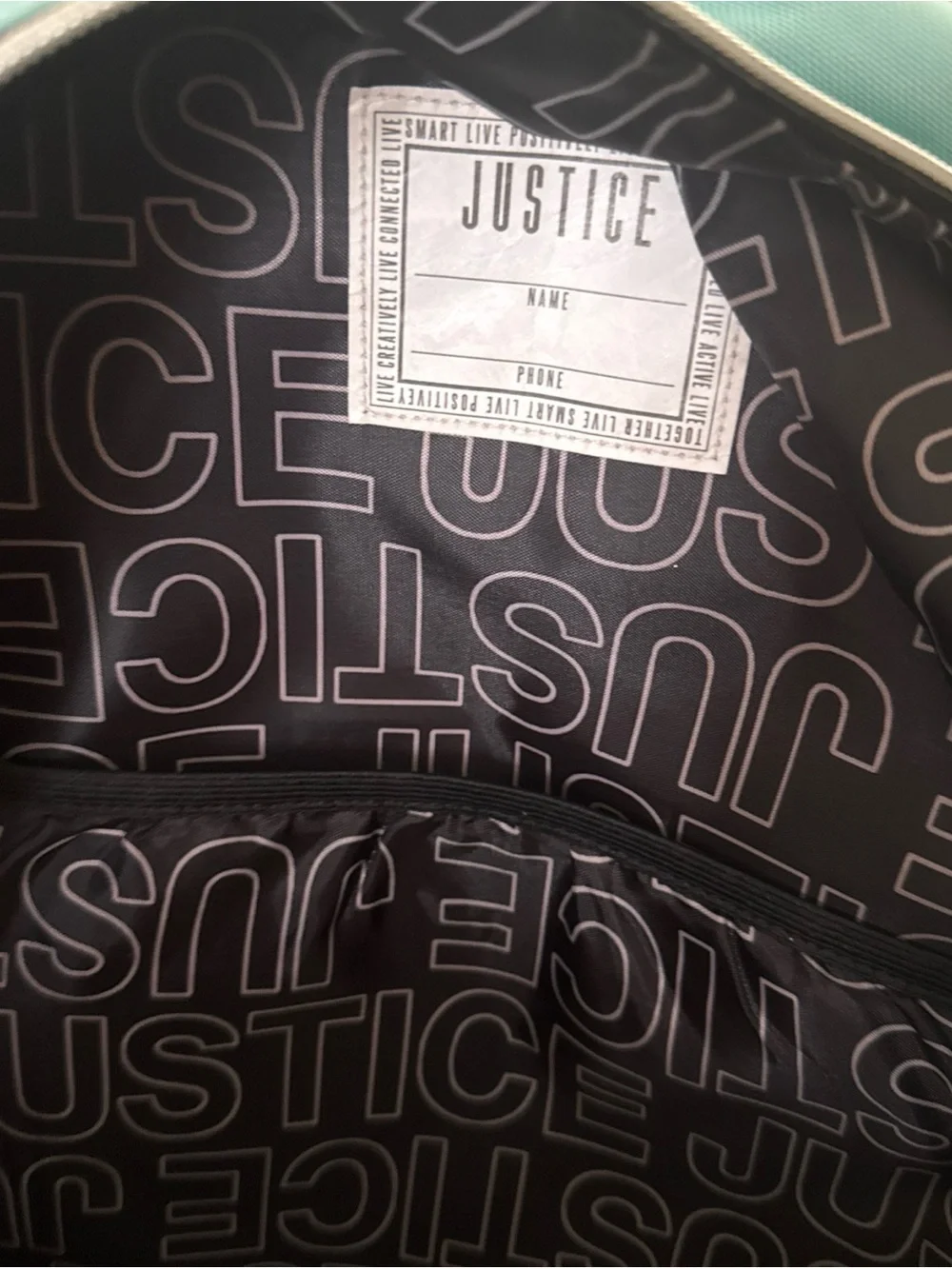 Justice Teal Backpack with Multicolor Smiley Front Pocket